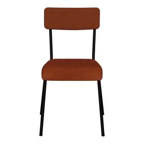 Chaise d’écolier Adulte Suzie – Dossier & Assise Velours Côtelé Paprika -  Pieds noirs