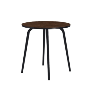 Table Ronde Léon – Imprimé Bois Foncé - Pieds Noirs - Ø 75 cm