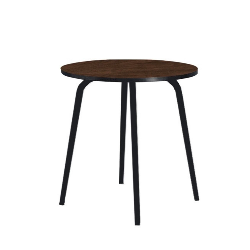 Table Ronde Léon – Imprimé Bois Foncé - Pieds Noirs - Ø 75 cm