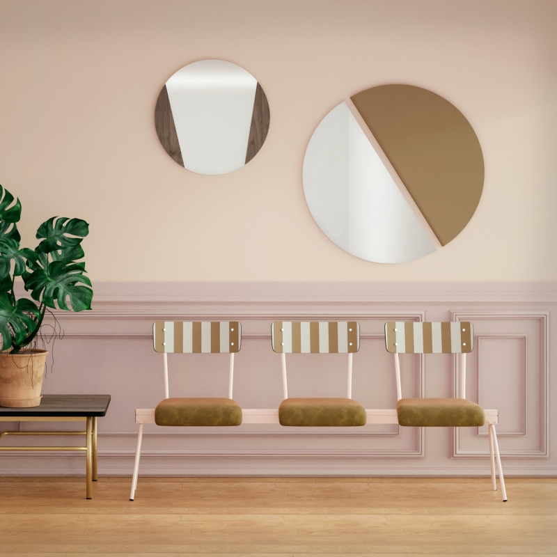 Miroir en demi-lune Sidonie, Stratifié Ocre - ø 80cm
