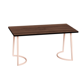 Table Retro Amiel 160x80 - Stratifié Uni Bois foncé - Pieds Rose Poudré