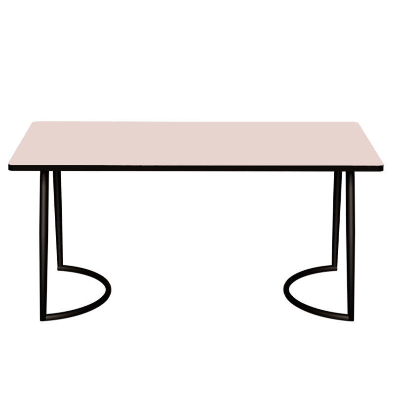 Table Retro Amiel 160x80 - Stratifié Uni Rose Poudré - Pieds Noirs