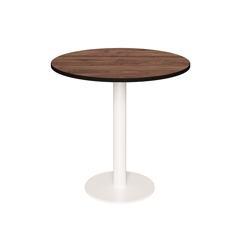 Table ronde rabattable Albertine - Stratifié Bois Foncé - Pied Blanc