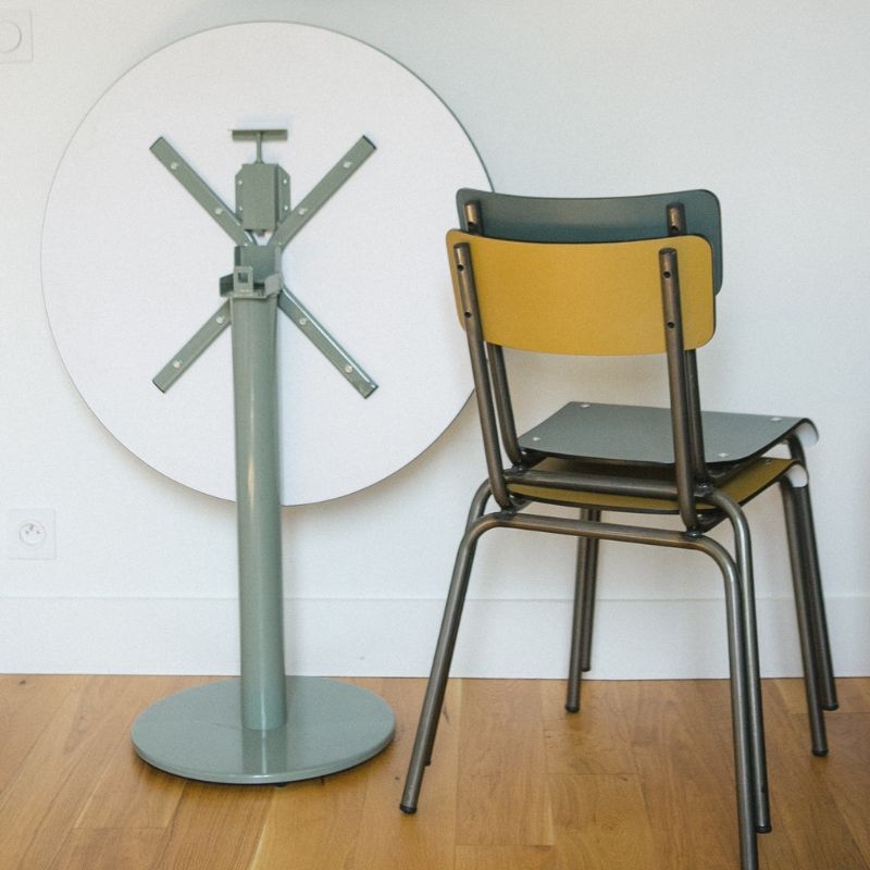 Chaise d’écolier Adulte Suzie Stratifié Dossier & Assise uni Ocre - Pieds Bruts