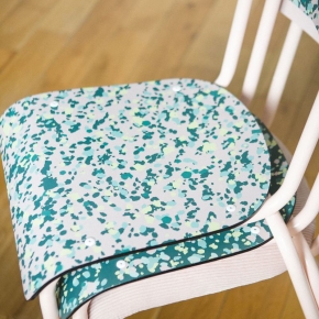 Chaise d’écolier Adulte Suzie Stratifié Dossier & Assise imprimé Minéral Bleu - pieds Rose Poudré