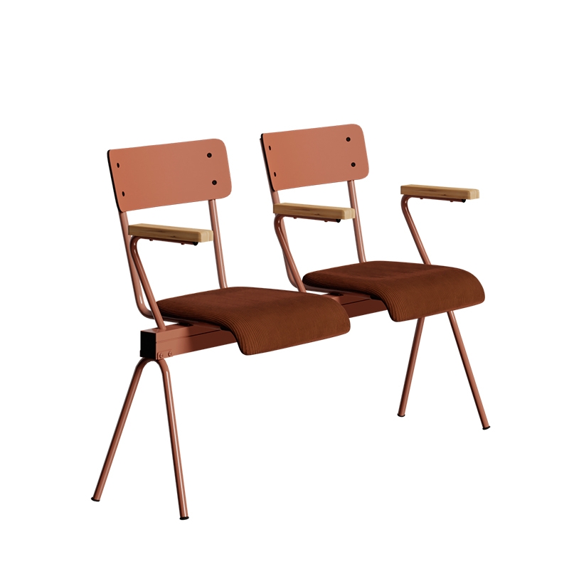 Banc Anouk 2 places - Dossiers Paprika & Assises en velours côtelé Paprika, Structure & pieds Terracotta