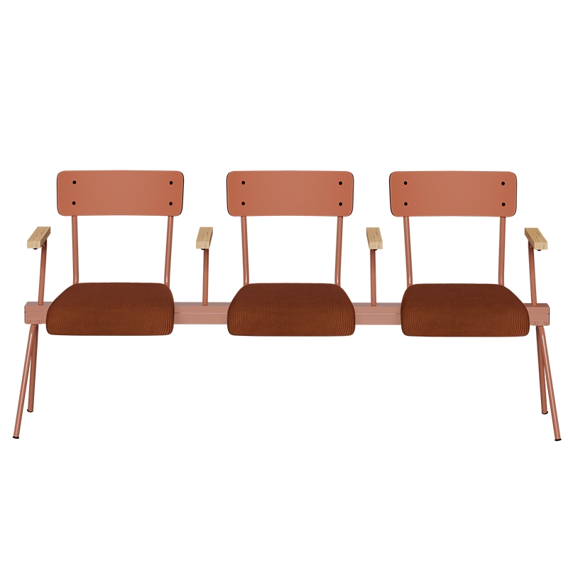 Banc Anouk 3 places - Dossiers Paprika & Assises en velours côtelé Paprika, Structure & pieds Terracotta