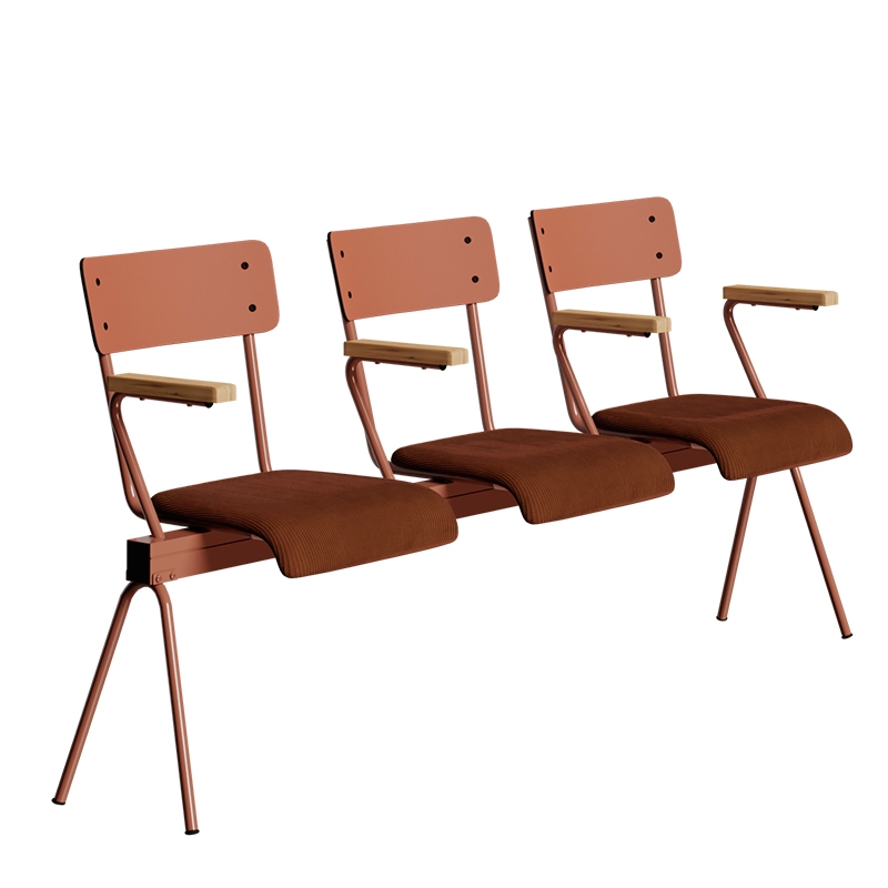 Banc Anouk 3 places - Dossiers Paprika & Assises en velours côtelé Paprika, Structure & pieds Terracotta