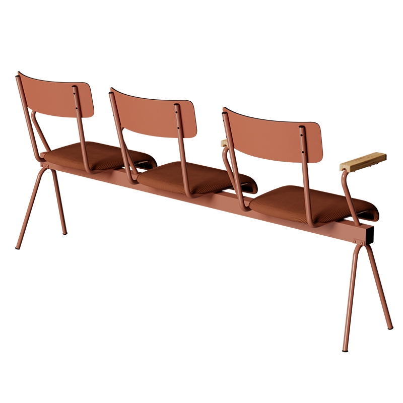 Banc Anouk 3 places - Dossiers Paprika & Assises en velours côtelé Paprika, Structure & pieds Terracotta