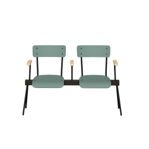 Banc Anouk 2 places - Dossiers Stratifié Uni Kaki & Assises en velours côtelé Vert Forêt, Structure & pieds Noirs