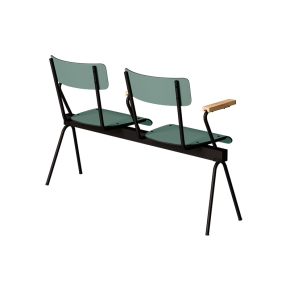 Banc Anouk 2 places - Dossiers Stratifié Uni Kaki & Assises en velours côtelé Vert Forêt, Structure & pieds Noirs