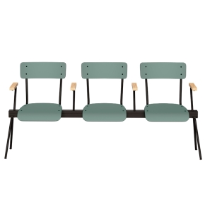 Banc Anouk 3 places - Dossiers & Assises Stratifié Uni Kaki, Structure & pieds Noirs