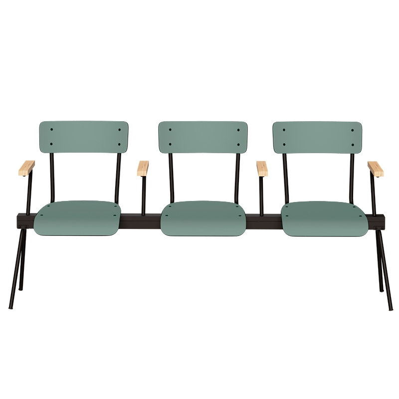 Banc Anouk 3 places - Dossiers & Assises Stratifié Uni Kaki, Structure & pieds Noirs