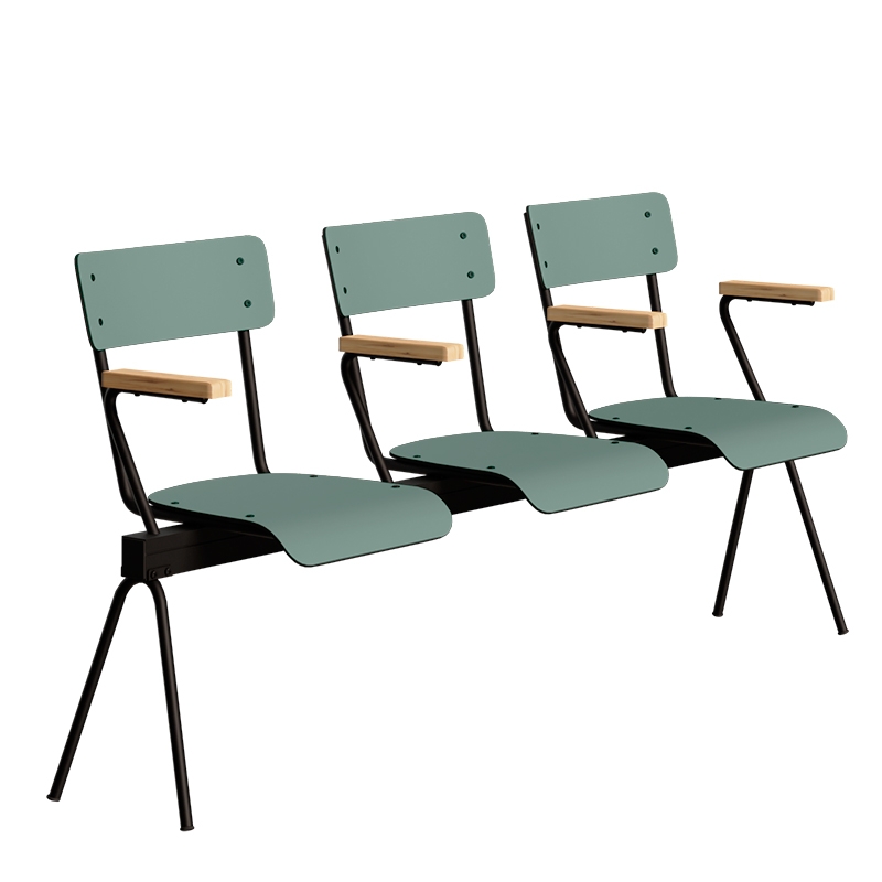 Banc Anouk 3 places - Dossiers & Assises Stratifié Uni Kaki, Structure & pieds Noirs