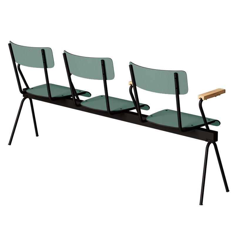Banc Anouk 3 places - Dossiers & Assises Stratifié Uni Kaki, Structure & pieds Noirs