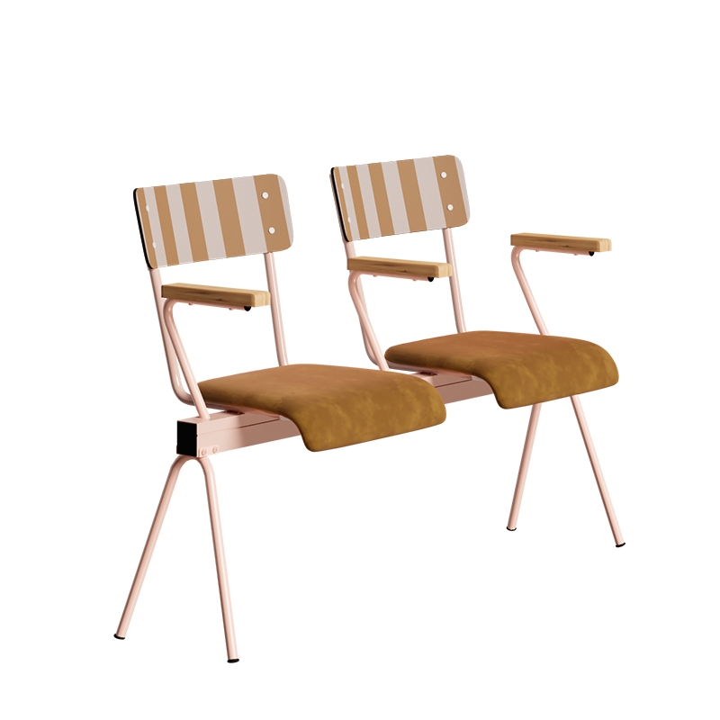 Banc Anouk 2 places - Dossiers French Riviera Ocre & Assises en velours Ocre, Structure & pieds Rose poudré
