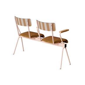Banc Anouk 2 places - Dossiers French Riviera Ocre & Assises en velours Ocre, Structure & pieds Rose poudré