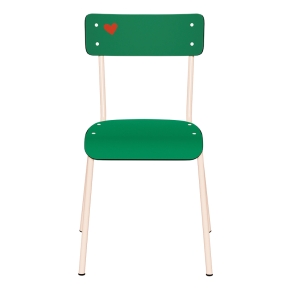 Chaise d’écolier Adulte Suzie Stratifié Dossier & Assise imprimé Amour Vert - pieds Rose Poudré