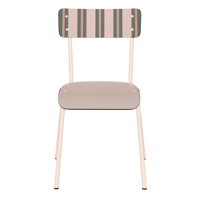 Chaise d’écolier Adulte Suzie Dossier Stratifié Portofino & Assise Stratifié Beige - pieds Rose Poudré