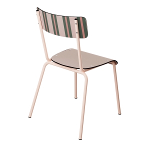 Chaise d’écolier Adulte Suzie Dossier Stratifié Portofino & Assise Stratifié Beige - pieds Rose Poudré