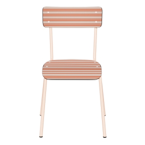 Chaise d’écolier Adulte Suzie Stratifié Dossier & Assise imprimé Saint Trop' Orangé - pieds Rose Poudré