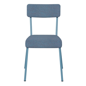 Chaise d’écolier Adulte Suzie Dossier & Assise en Tissu Uni Bleu - Pieds Bleu