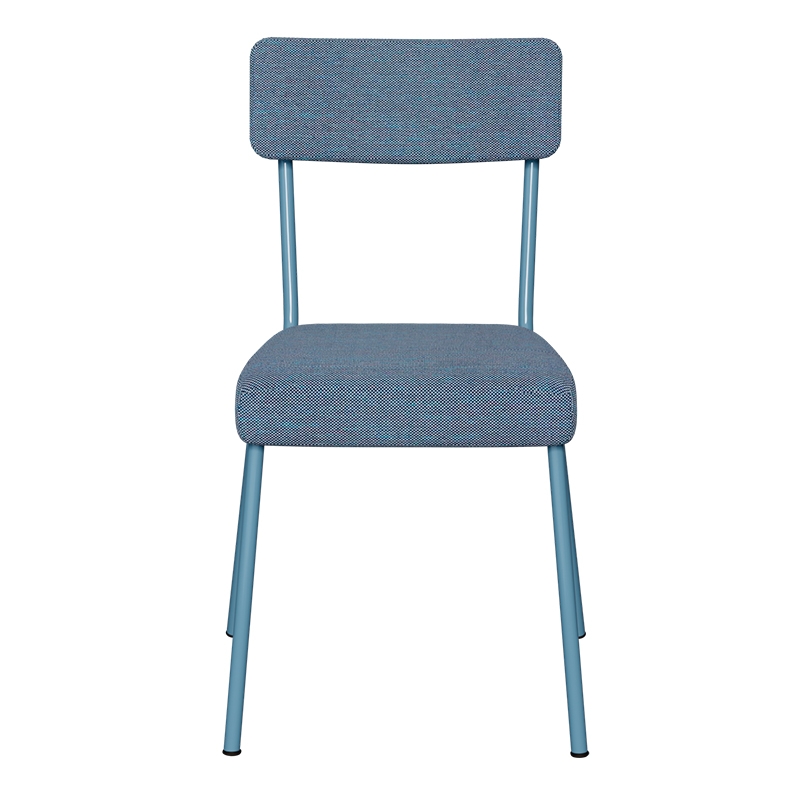 Chaise d’écolier Adulte Suzie Dossier & Assise en Tissu Uni Bleu - Pieds Bleu