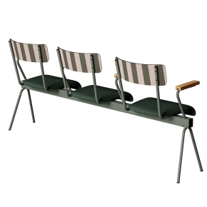 Banc Anouk 3 places - Dossiers French Riviera & Assises en velours côtelé Vert Forêt, Structure & pieds Kaki