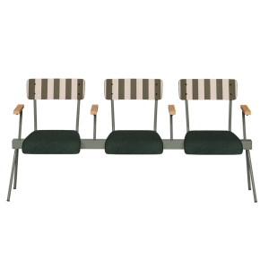 Banc Anouk 3 places - Dossiers French Riviera & Assises en velours côtelé Vert Forêt, Structure & pieds Kaki