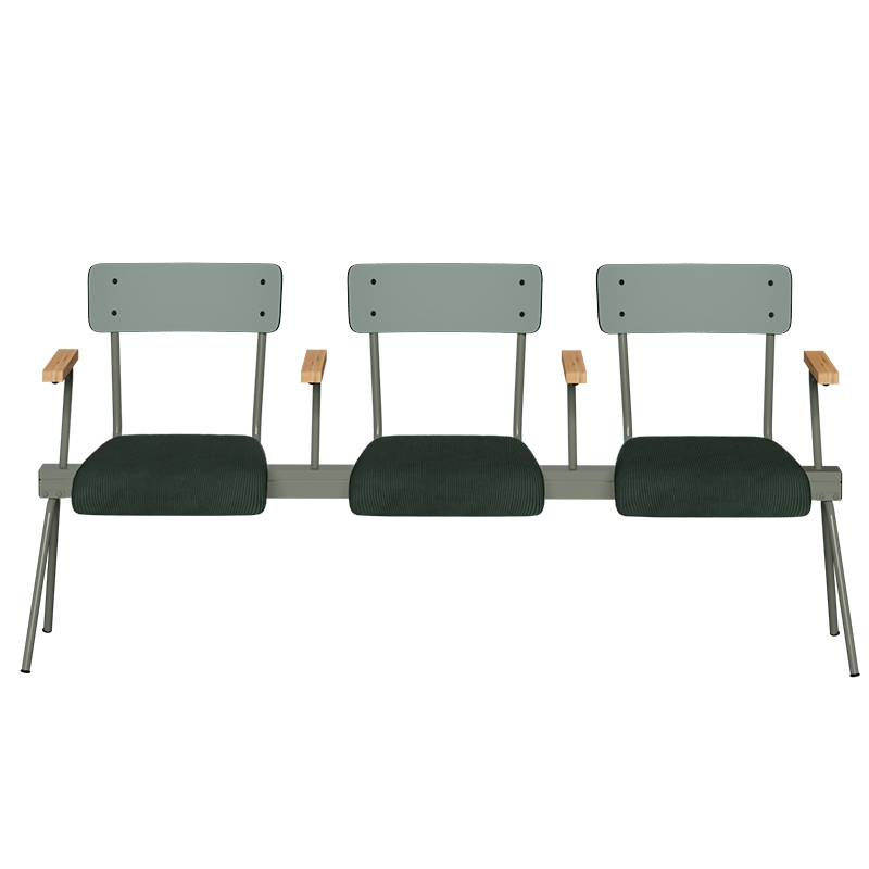Banc Anouk 3 places - Dossiers Stratifié Uni Kaki & Assises en velours côtelé Vert Forêt, Structure & pieds Kaki