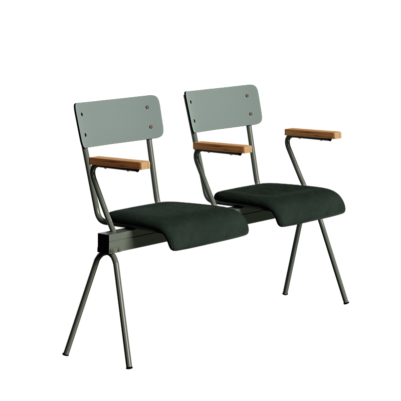 Banc Anouk 2 places - Dossiers Stratifié Uni Kaki & Assises en velours côtelé Vert Forêt, Structure & pieds Kaki