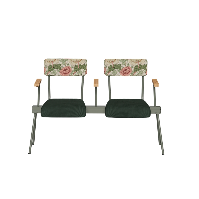 Banc Anouk 2 places - Dossiers en Tissu Bloom & Assises en velours côtelé Vert Forêt, Structure & pieds Kaki