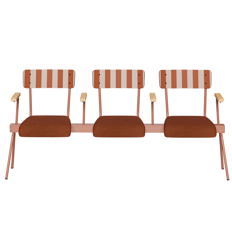 Banc Anouk 3 places - Dossiers French Riviera Paprika & Assises en velours côtelé Paprika, Structure & pieds Terracotta