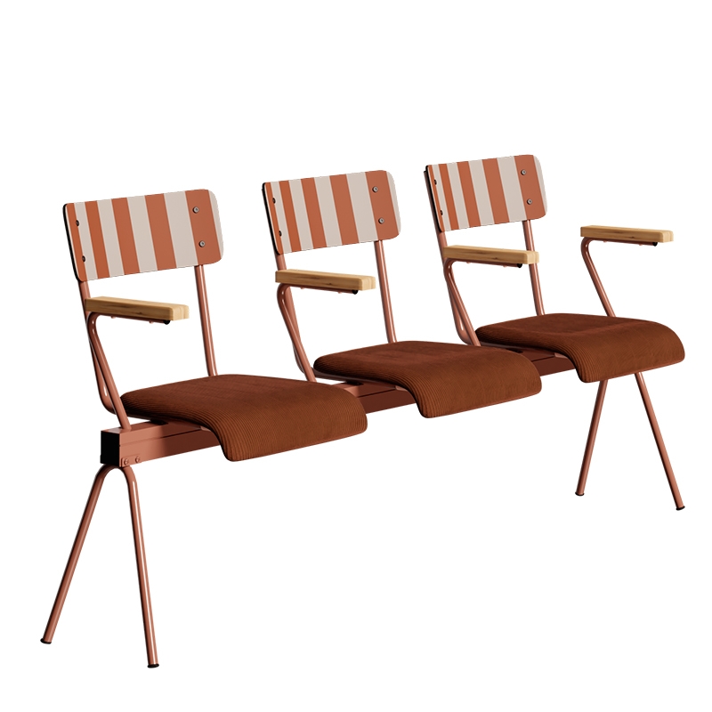 Banc Anouk 3 places - Dossiers French Riviera Paprika & Assises en velours côtelé Paprika, Structure & pieds Terracotta