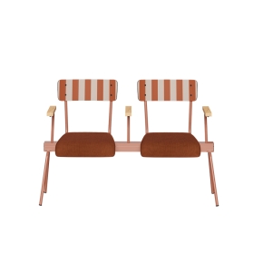 Banc Anouk 2 places - Dossiers French Riviera Paprika & Assises en velours côtelé Paprika, Structure & pieds Terracotta