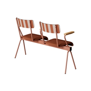 Banc Anouk 2 places - Dossiers French Riviera Paprika & Assises en velours côtelé Paprika, Structure & pieds Terracotta