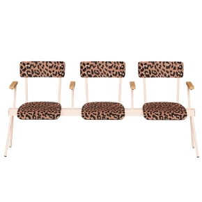 Banc Anouk 3 places - Dossiers & Assises imprimé Graou, Structure & pieds Rose poudré