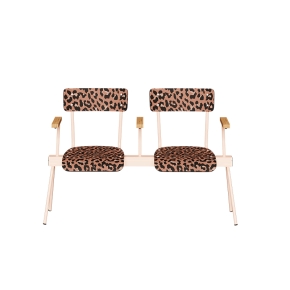 Banc Anouk 2 places - Dossiers & Assises imprimé Graou, Structure & pieds Rose poudré