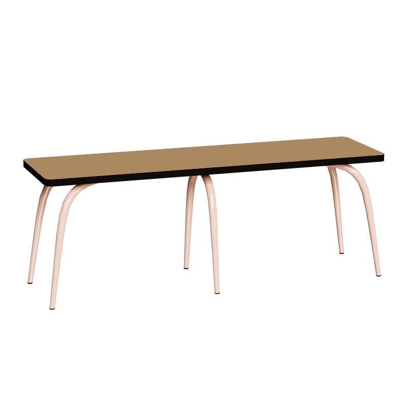 Banc Annie – Assise Stratifié Ocre - Pieds Rose Poudré