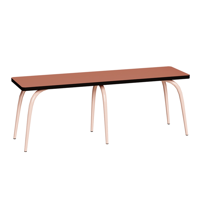 Banc Annie – Assise Stratifié Paprika - Pieds Rose Poudré