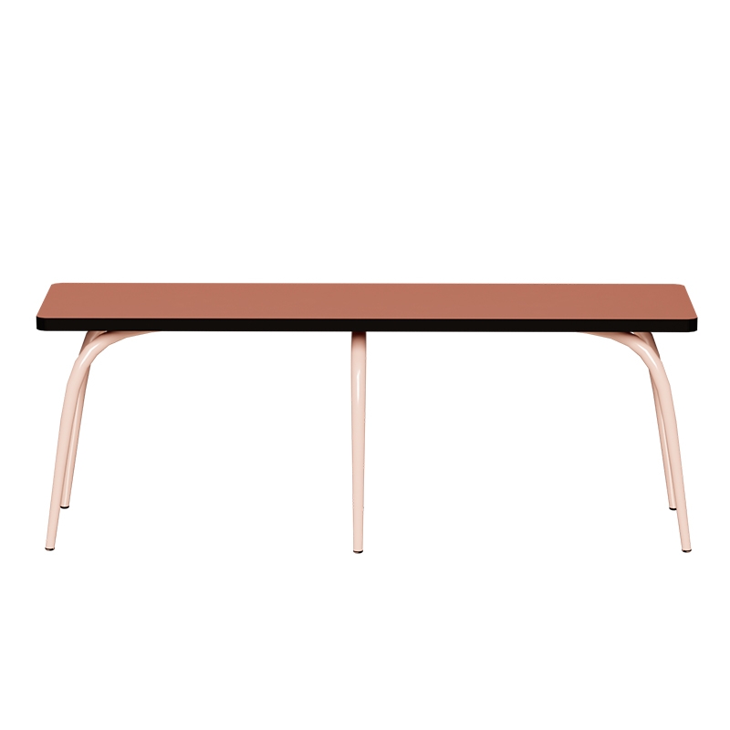 Banc Annie – Assise Stratifié Paprika - Pieds Rose Poudré