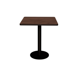 Table Retro Véra - Stratifié Bois Foncé - Pied Central Noir - 70x70