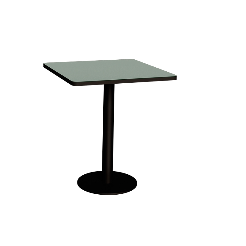 Table Retro Véra - Stratifié Kaki - Pied Central Noir - 70x70