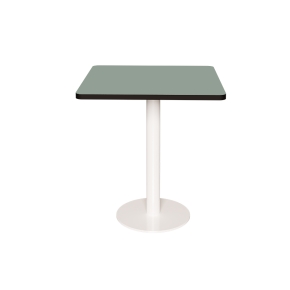 Table Retro Véra - Stratifié Kaki - Pied Central Blanc - 70x70