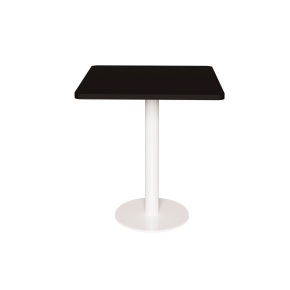 Table Retro Véra - Stratifié Noir - Pied Central Blanc - 70x70