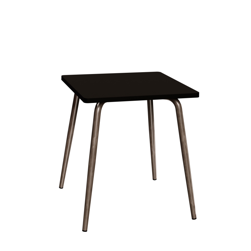 Table Retro Véra Carrée 70x70 – Stratifié uni Noir - Pieds Bruts