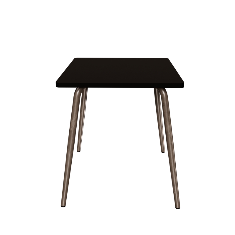 Table Retro Véra Carrée 70x70 – Stratifié uni Noir - Pieds Bruts