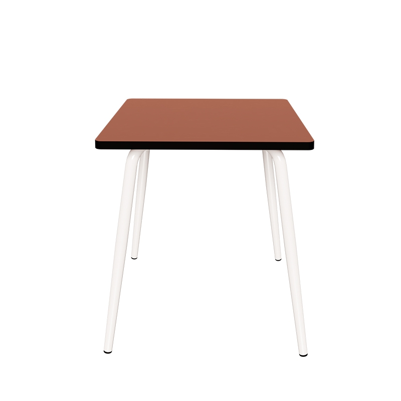 Table Retro Véra Carrée 70x70 – Stratifié uni Paprika - Pieds Blancs