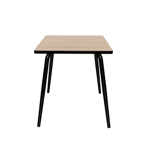 Table Retro Véra Carrée 70x70 – Imprimé Bois Clair - Pieds Noirs