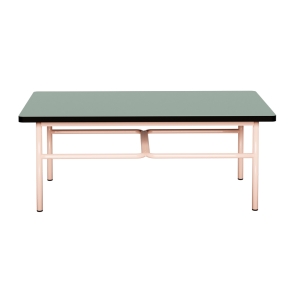 Table basse Elienor 110x60 - Stratifié uni Rose Poudré - Pieds Kaki
